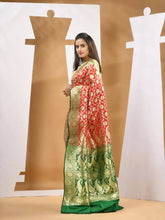 Red Silk Banarasi Saree With Ethnic Motifs And Woven Designs-MA53BSL441050018